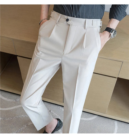 Men Dress Pants Trousers 2024 Autumn New British Style Straight Slim Fit formal Suit Pants Solid Casual Fashion Men Clothin