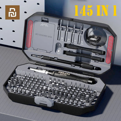 Xiaomi DELIXI 145-in-1 Screwdriver Set Precision Magnetic Screw Driver Bits Wireless Hand Screwdriver Portable Repair Kit Tools