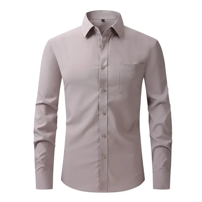 US Size Elastic Shirt New Men's Business and Leisure Long Sleeved Shirt Slim Fit Professional Dress Best-selling Seasonal Style