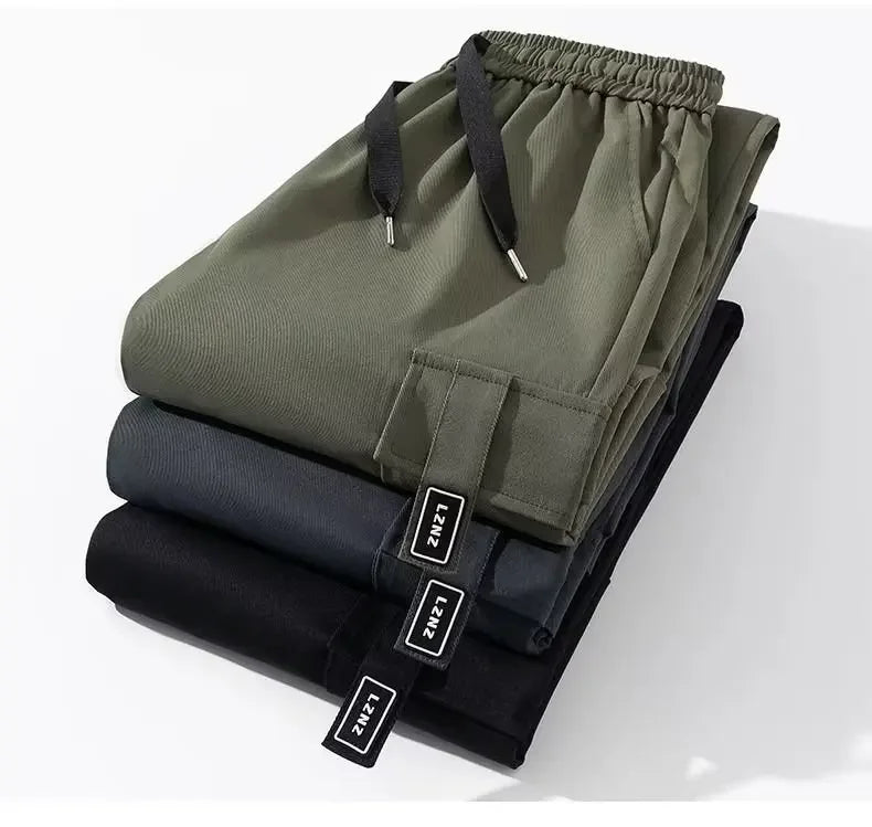 American Style Green Cargo Pants Loose-fit Straight-leg Pants For Men Casual Long Trousers For Autumn Youth