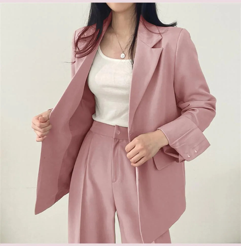 Fashion 2024 Spring and Autumn Small Suit Retro jacket slim 2-piece Set For Women Korean Style Casual Top and Pants Suit