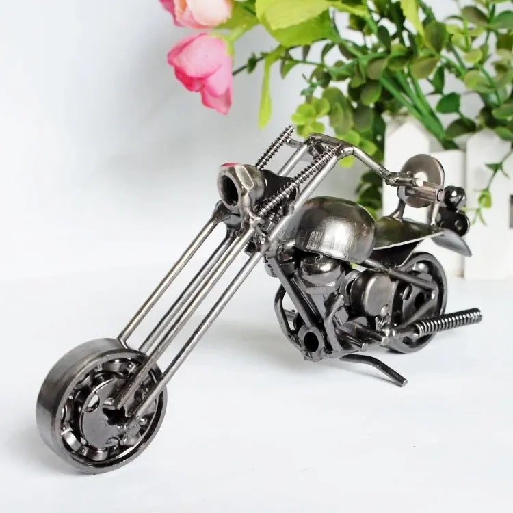 Retro Iron Art Motorcycle Model Ornaments Art Nostalgia Collection Harley Motorcycle Figurines Sculpture for Home Decor