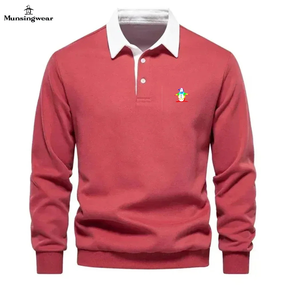 Brand Munsing Golf Shirts Autumn Winter Long Sleeve Men's Golf T-shirt Polo Shirt Casual Classic Solid Polo Neck Men's Golf Top