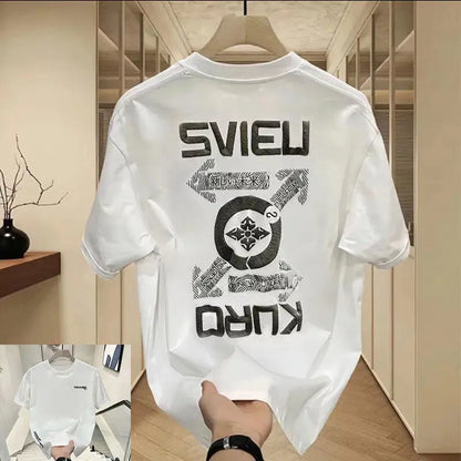 High-quality Men's Clothing Summer New Heavy Cotton Short-sleeved T-shirt Signature Printing Men's and Women's Same Trendy Top