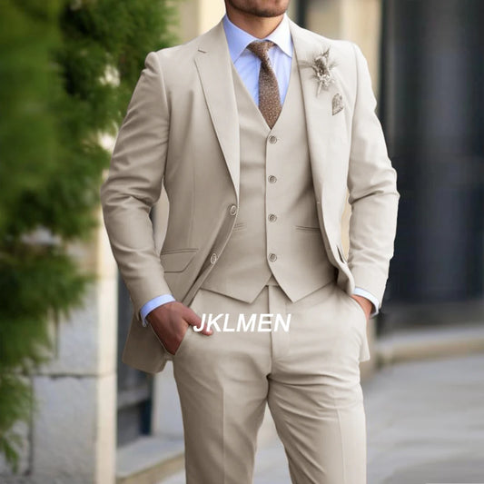 Classic Men Suit 3 Pieces Fashion Slim Fit Blazer Vest Pants Set Formal Business Wedding Tuxedos for Men Casual Clothing