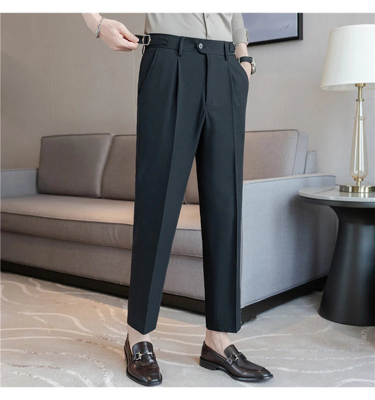 Men Dress Pants Trousers 2024 Autumn New British Style Straight Slim Fit formal Suit Pants Solid Casual Fashion Men Clothin