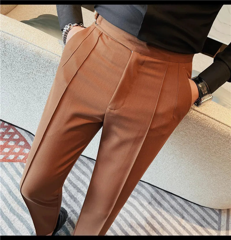 High Quality Men's Suit Pants Solid Color England Style Slim Fit Smart Casual Trousers Men Spring Autumn Fashion Suit Pants Man