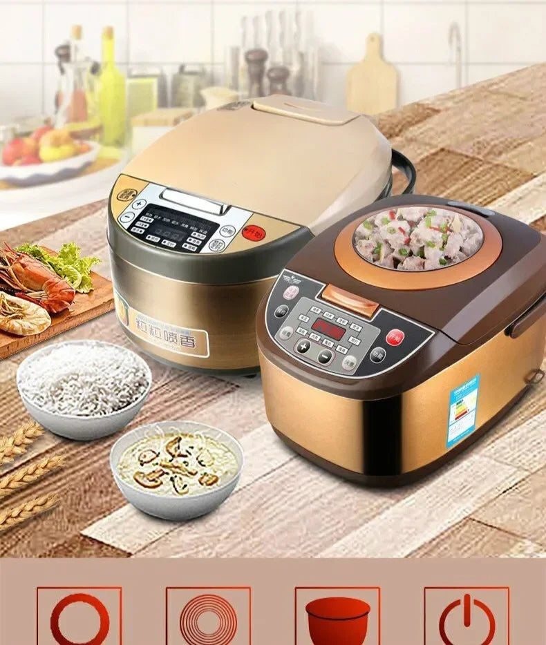 Electric Rice Cooker 5L Timing Reservation Food Heating Pressure Cooking Steamer 2-8 People Soup Stew Pot Cake 24H EU US