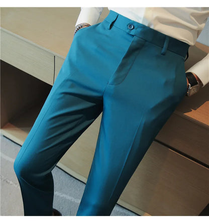 2023 Autumn New Solid Straight Casual Pant High Quality Fashion Simplicity Men Suit Pants Formal Business Office Social Trousers