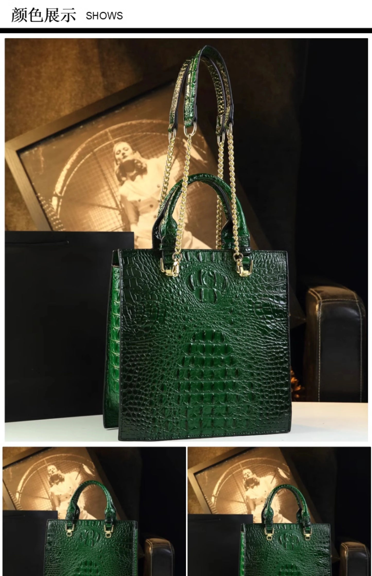 Luxury New Fashion Leather Women Handbags Crocodile Print Middle-aged Lady Mom Bag Leather Woman Bag Single Shoulder Tote Bags