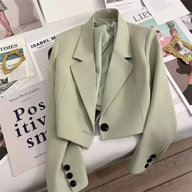 Blazer Woman Spring New Solid Color Temperament Suit Jacket Fashion Trend Suit Elegant Outerwears Korean Reviews Many Clothes