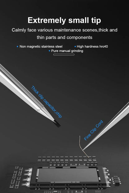 MaAnt SS-A SS-A1 SS-J Stainless Steel Tweezers for Phone Repair Universal Non-magnetic High Precision Jump Wire Clips