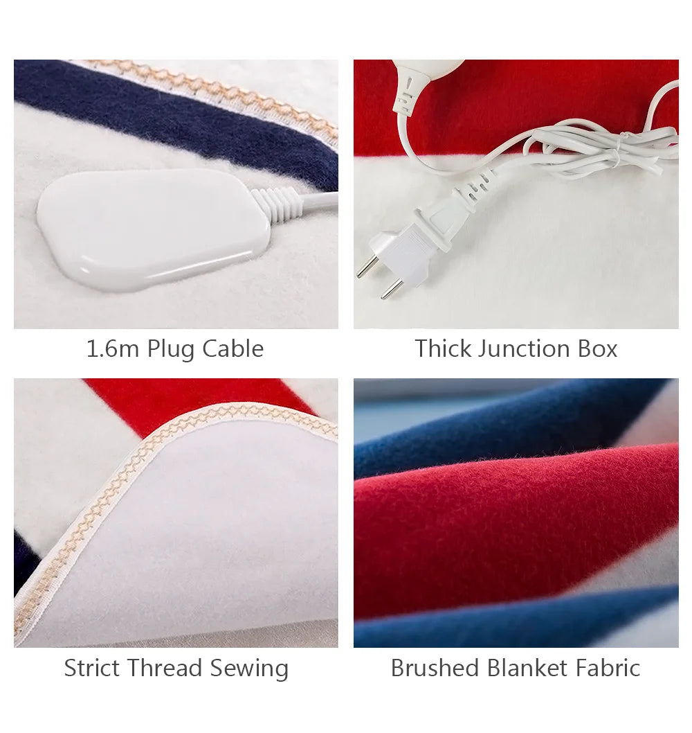 Electric Blanket 220V EU /110V US Plug Striped Printing Winter Insulation Heating Electric Blanket Temperature Control