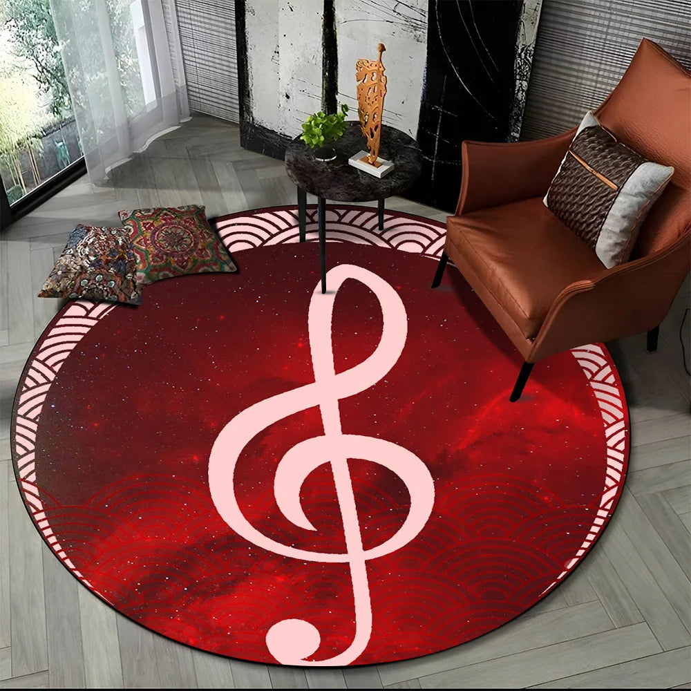 Piano Black White Key Music Symbol Area Rug,Round Carpet Rug for Living Room Bedroom Sofa Foot Pad Decor Non-slip Floor Mat Gift