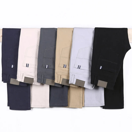 6 Color Men's Classic Solid Color Summer High Quality Thin Casual Pants Business Fashion Stretch Cotton Slim Brand Trousers Male