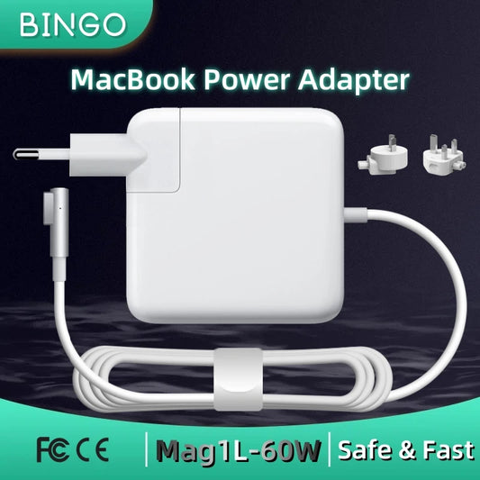 BINGO New 60W Magsafe1-L Magnetic Charging Power Adapter for MacBook Air/Pro Series : A1181 A1184 A1185 A1278 A1344 A1330 etc