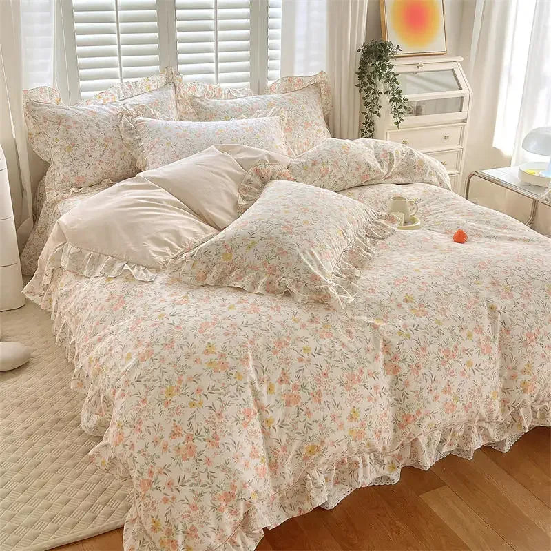 100%Cotton Duvet Cover Simple Style Quilt Cover with Ruffles Queen/King Size Cotton Bed Cover dekbedovertrek 240x220