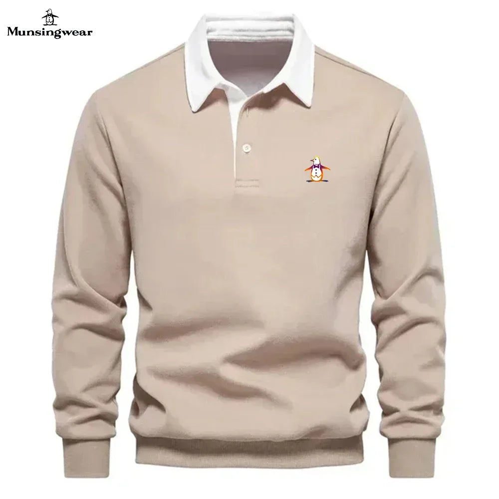 Brand Munsing Golf Shirts Autumn Winter Long Sleeve Men's Golf T-shirt Polo Shirt Casual Classic Solid Polo Neck Men's Golf Top