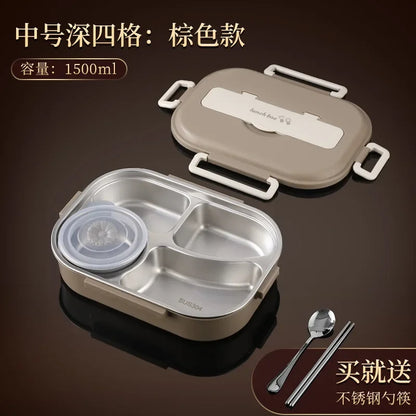 304 stainless steel compartment insulated lunch box office worker students sealed portable bento Microwae Heating food container