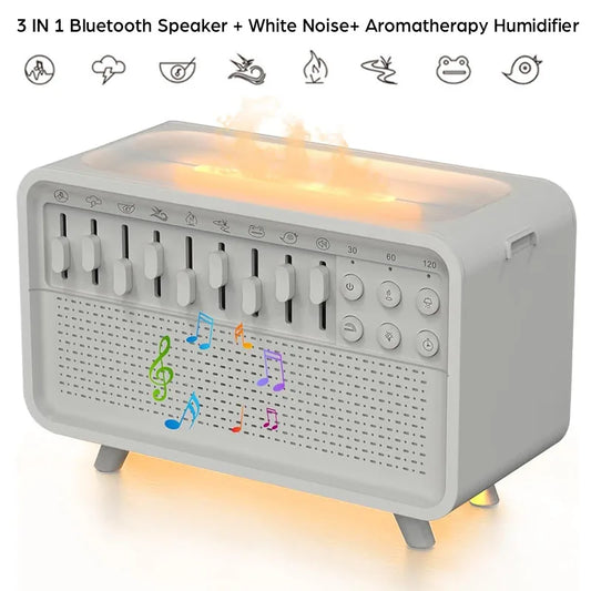 Bluetooth Speaker White Noise Sleep Night Light Humidifier Machine Free Combination of 8 Group Nature Sound Stereo MP3 Music Box