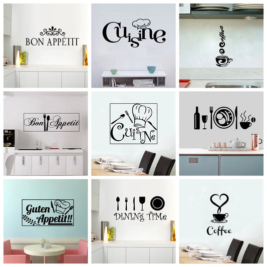 1pc hot sale bon appetit and kitchen Wall Art Decal Decoration Fashion Sticker For Kids Rooms Wall Stickers Waterproof Wallpaper