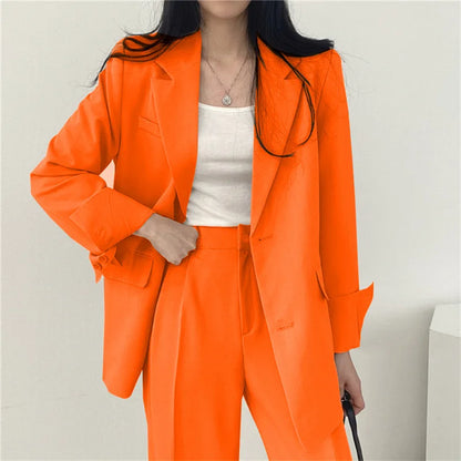 Fashion 2024 Spring and Autumn Small Suit Retro jacket slim 2-piece Set For Women Korean Style Casual Top and Pants Suit