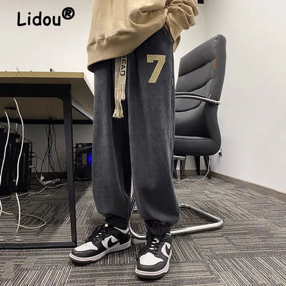 Spring Autumn Solid Straight Loose Trousers Sports Joggers Oversized Baggy Pants Pantalon Homme 4XL Casual Streetwear Sweatpant