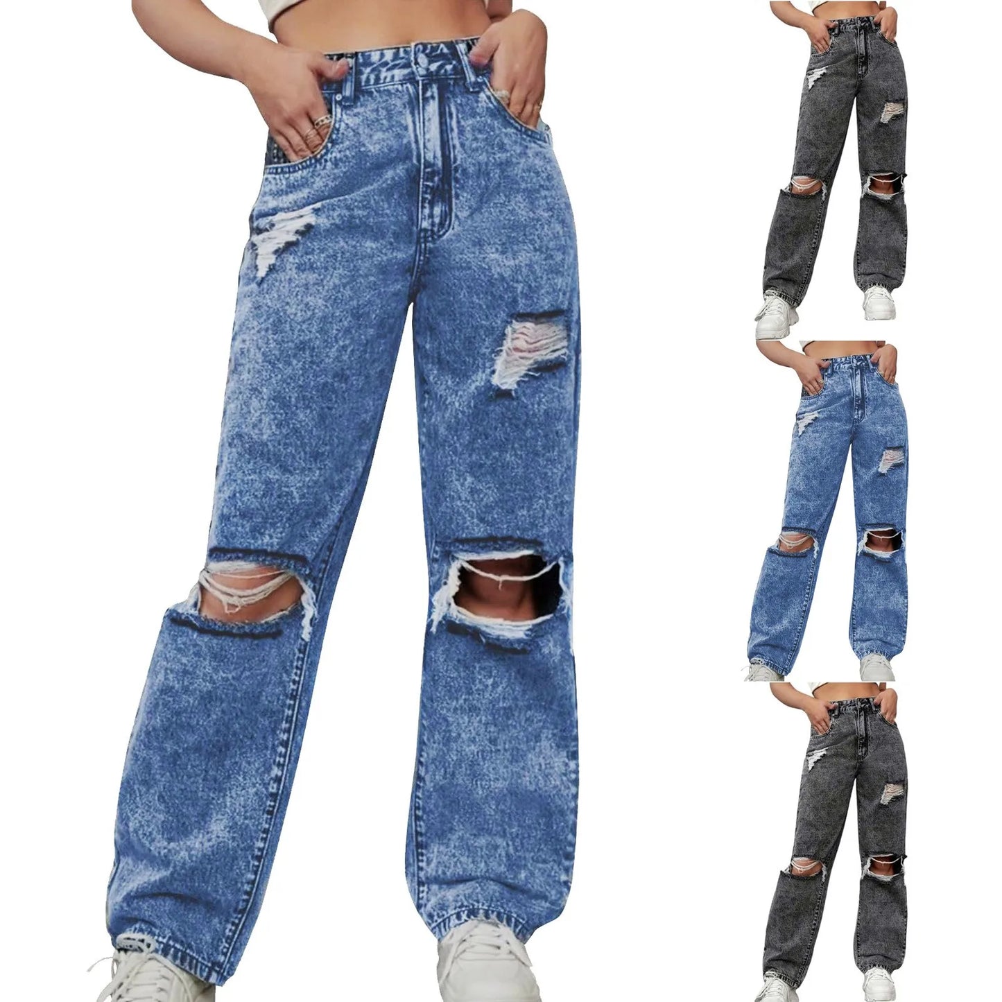 2024 Jeans for Women High Waisted Flare Jeans for Women Ripped Stretchy Casual Denim Pants Boot Cut Pants 90s Streetwear