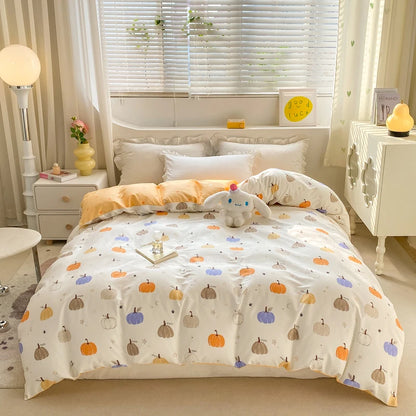 Fresh Floral Pattern Duvet Cover 1Pc 100% Cotton Skin-friendly Breathable Comforter Cover Home Bedding for Kids Teens Adults