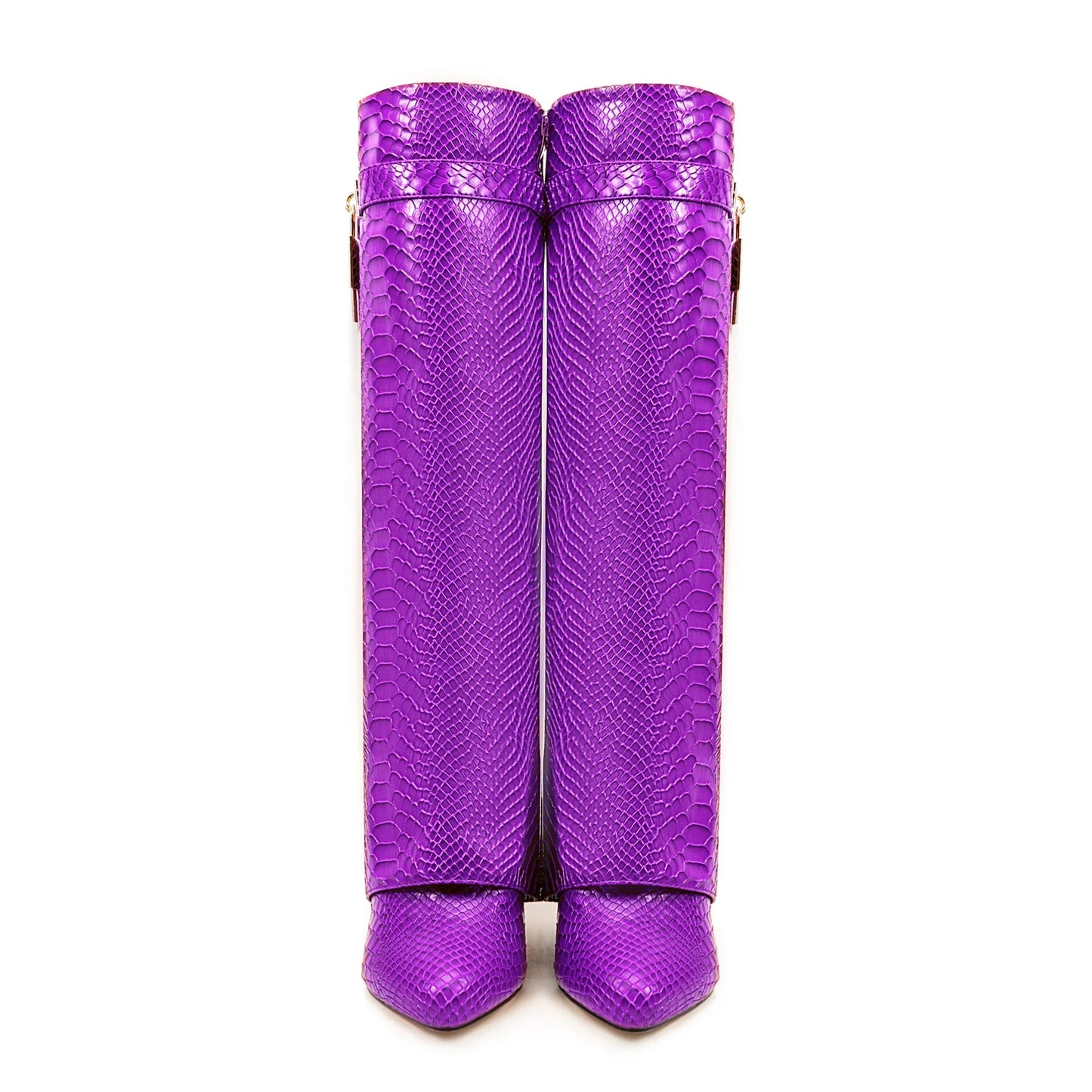 2024 European and American Style Fish Scale Leather Side Zipper Lock Knee High Skirt Boots Women's Fashion Banquet Boots