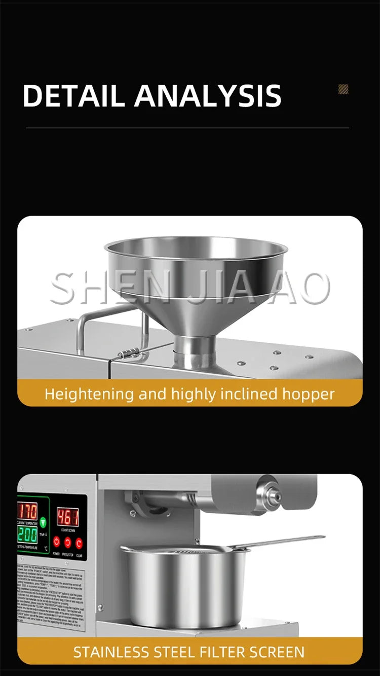 X8S New Upgraded Intelligent Temperature Control Oil Press Stainless Steel Cold Press Flaxseed Peanut Coconut Meat Oil Press