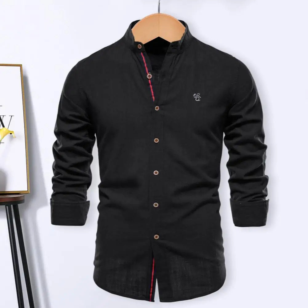 Men's Shirt Slim Fit Cotton Blend Long-Sleeved Stylish Breathable Easy-Care Summer Autumn Men's Shirts