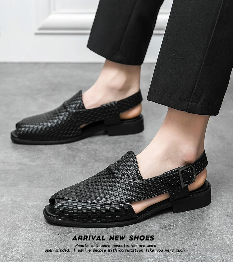 Men Braided Design Slingback Dress Shoes Fashion Outdoor Dress Shoes