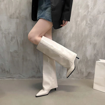 Women's Pointed Toe Knee-high Boots Stiletto Heel Sleeve High Heels Sexy Boots Women 2024 Fashion Spring and Autumn New Style