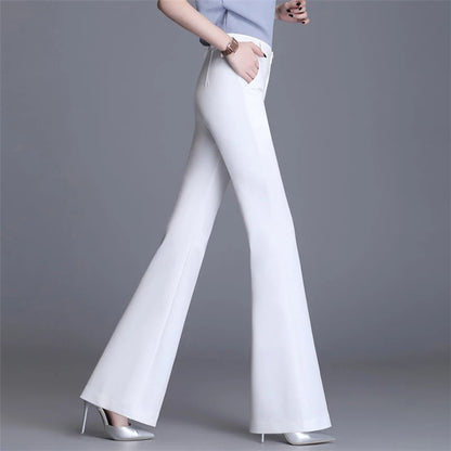 2024 Summer Thin Wide Leg Bell Bottom Pants Womens High Waist Classic Suit Trousers Office Fashion Slim White Flare Pantalones