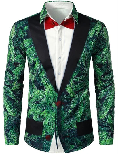 2024 Men's Royal Lion HD Pattern Christmas Shirt Formal Party Shirt High Quality Fabric Blue Purple Green Red Outdoor Street