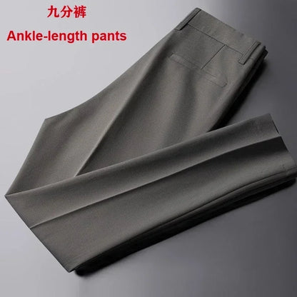 2023 Drape Trousers Trousers Men's Straight Slim Casual White Pants Men's Suit Anti-wrinkle High-grade Nine-point Pants