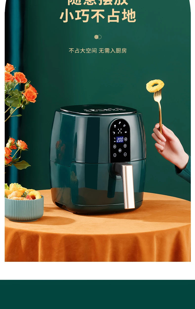 New Electric Air Fryers 4.5L 6L Large Capacity Smart Automatic Household Multi-function LED Touchscreen Deep Fryer without Oil