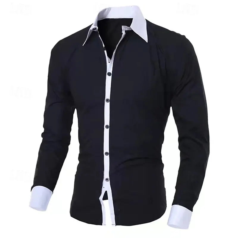 Gold Fashion Shirt Lapel Business Solid Color Office Shirt Pink Blue Button Fashion New Style Soft and Comfortable XS-6XL