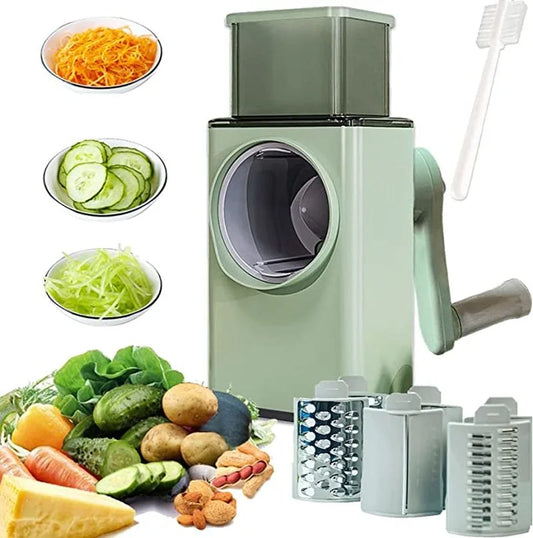 Upgraded Hand Vegetable Cutter Rotary Grater Round Mandoline Slicer for Kitchen  with Handle for Vegetables, Potatoes