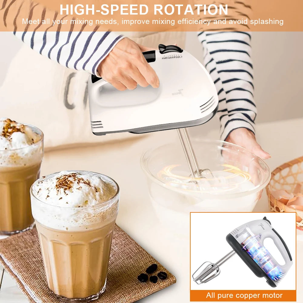 Electric Egg Beater Cream Egg White Blender for Kitchen Cooking Food Cake Bread Baking Dough Mixer Handheld Milk Frother Foamer