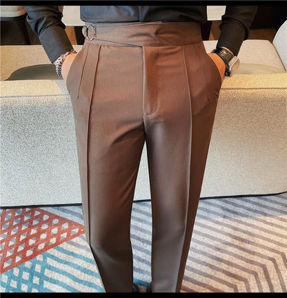 High Quality Men's Suit Pants Solid Color England Style Slim Fit Smart Casual Trousers Men Spring Autumn Fashion Suit Pants Man