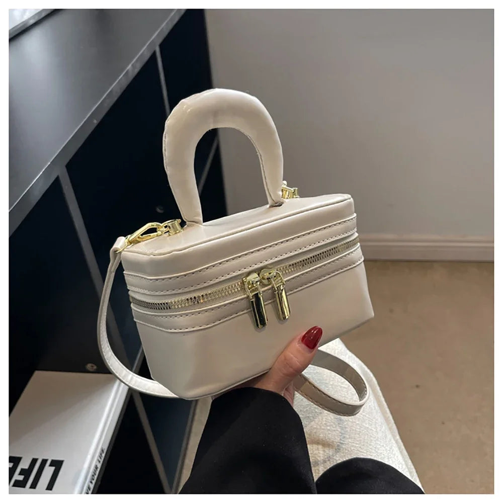 Light Luxury Design Sense Mini Crossbody Bag Korean Solid Oil Wax Leather High-end Texture Handbag Women Simple Small Square Bag