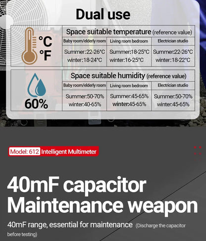 ANENG 612 Smart Digital Multimeters AC/DC Current Voltage Capacitance Professional Measurement Multimetro Test Tools