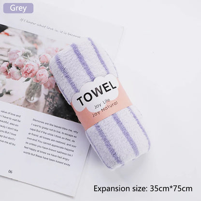 Bath Towel Coral Fleece Microfiber Striped Adult Household Textiles Bathroom Soft Woman Sauna Spa Absorbent Towel 35x75cm