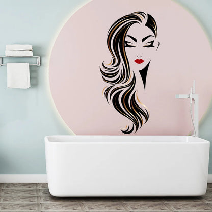 Beauty Female Face Wall Sticker Decal Beauty Studio Wallpaper Cosmetic Makeup Wall Art Sticker Mural Removable Salon Decoration