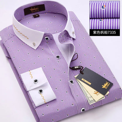 2023 Spring/Autumn Men's Slim Fit Long Sleeve Dress Shirt Europe Business Causal Border Shirt High Quality Wedding Grooms Shirts