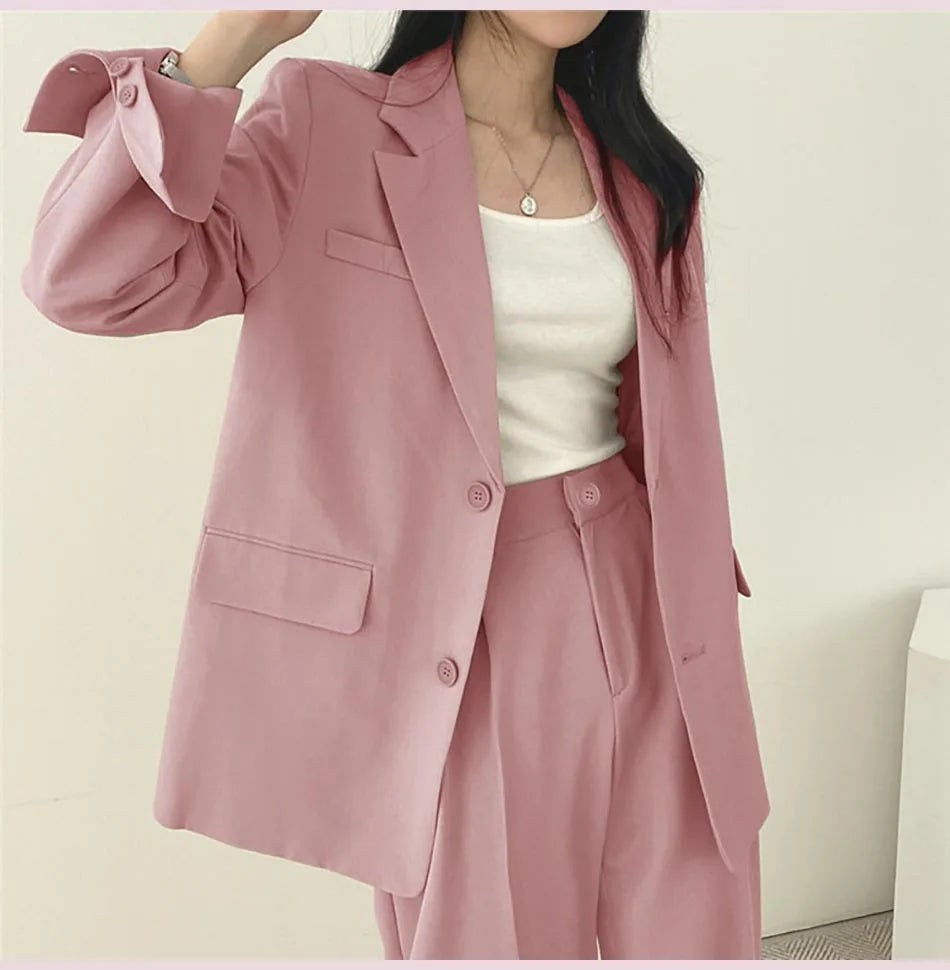 Fashion 2024 Spring and Autumn Small Suit Retro jacket slim 2-piece Set For Women Korean Style Casual Top and Pants Suit