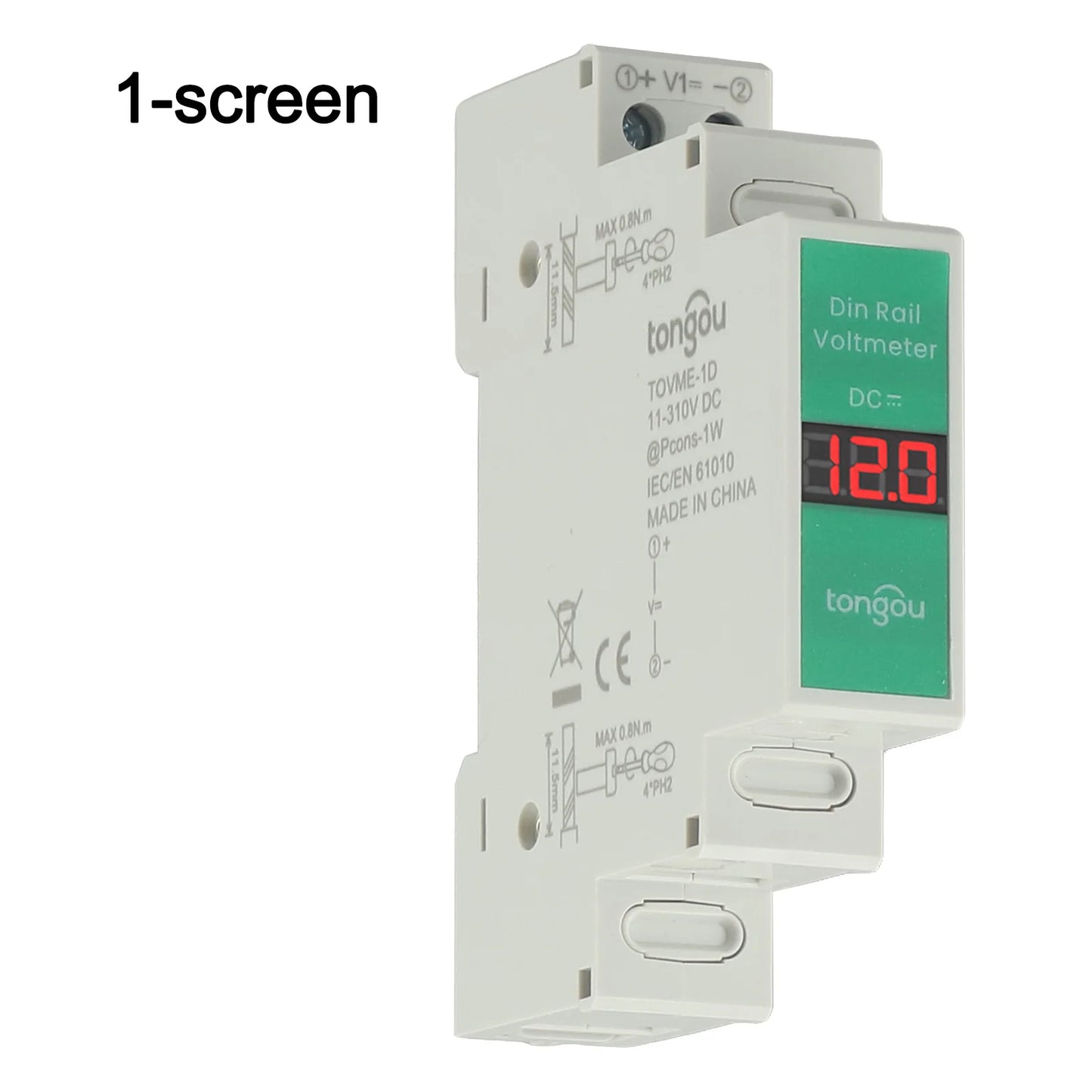 1-Way Voltage Meter DC Voltmeter 90x75x21mm 11V-310V DC For Din Rail Mount Voltage Meter LED Digital Display Detector Tools