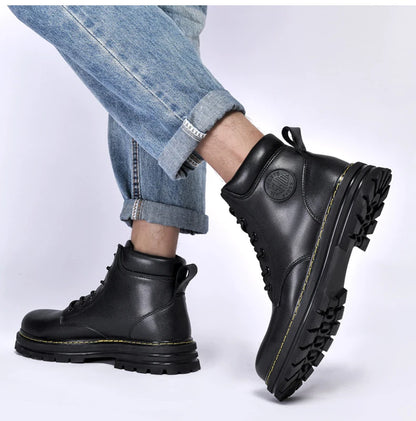 Winter Plush Warm Men Women Genuine Leather Yellow Boots Fashion British Style Work Shoes Autumn Plus Big Size 49 50 51